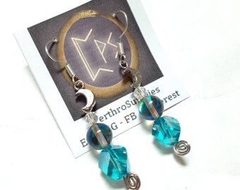 Witch Strega Star Earrings Purple Glass Handmade Earrings Wicca Pagan Bronze Pentacle Earrings Spirit Purple Glass Bronze Earrings