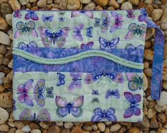 Butterfly Computer Bag / Lap Top Bag / Computer Bag / Green and Purple Computer Carrier / Project Bag