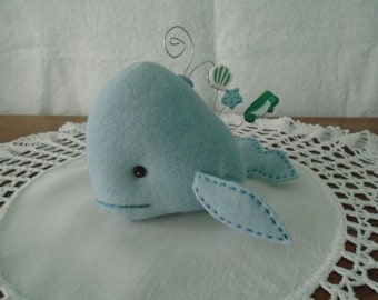 Whale Pincushion / Wool Whale Pincushion with Pins / Stuffed Whale
