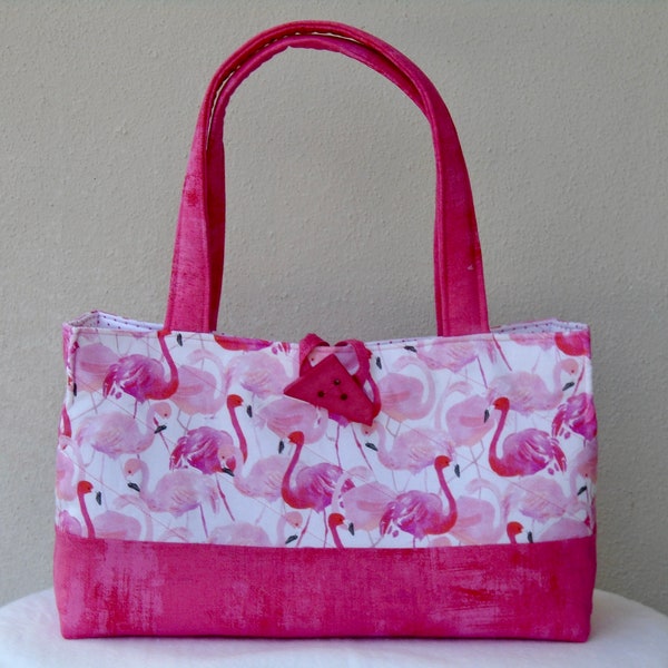 White Flamingo Pineapple Purse Print Leather Tote Bag main image 0