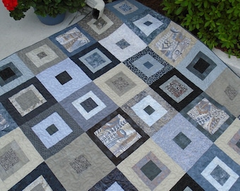 Gray Lap Quilt / Gray and Taupe Throw Quilt / Gray Quilt / Baby Quilt