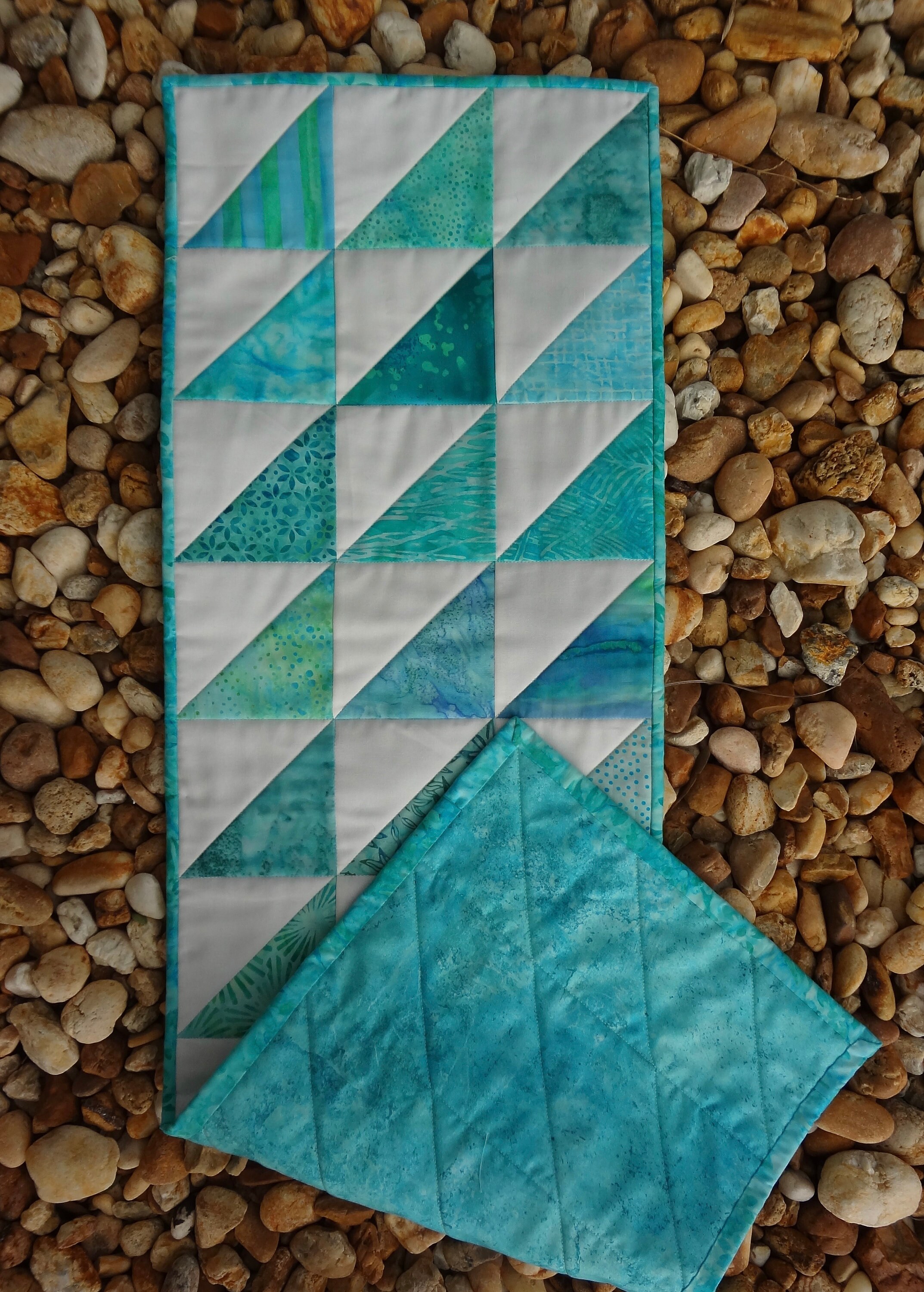 Aqua Table Runner / Quilted Table Runner / Sea Glass Table Etsy