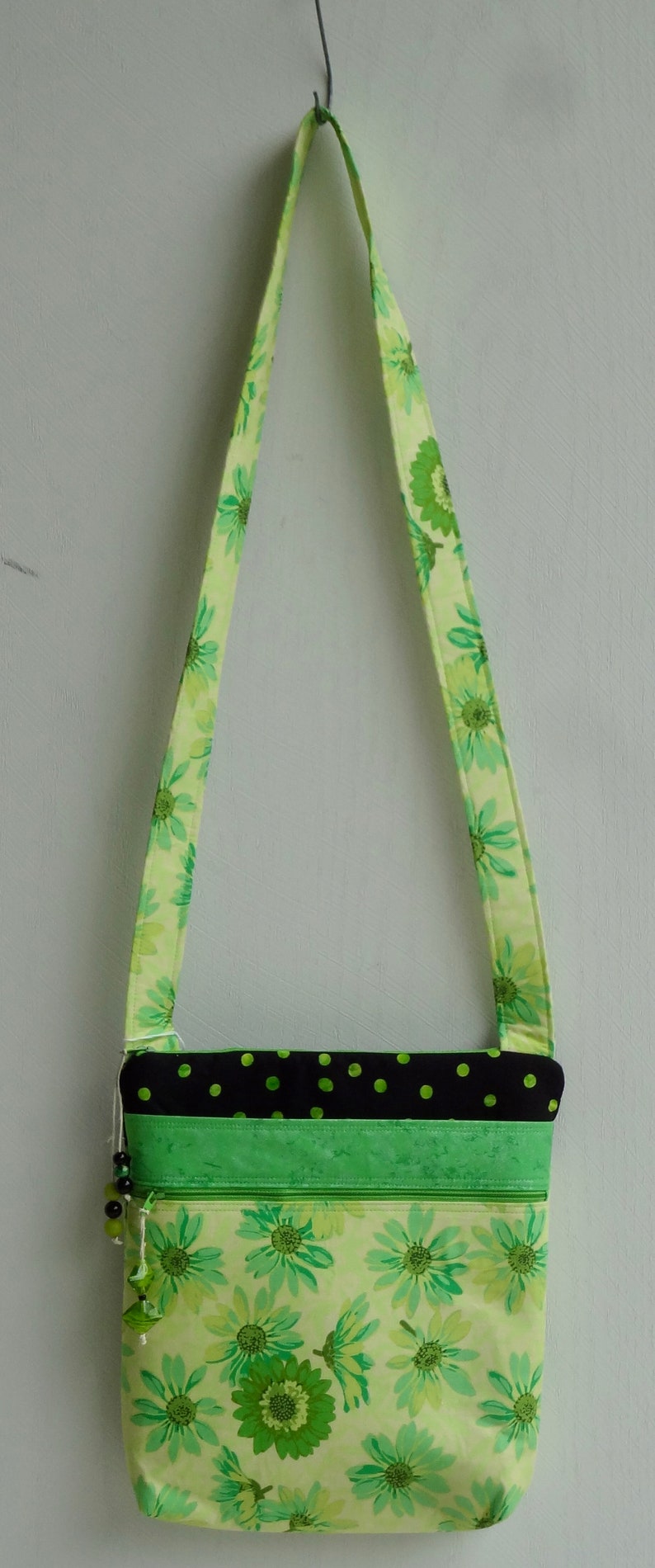 Green Floral Cross Body Purse / Crossbody Bag / Floral Purse Etsy