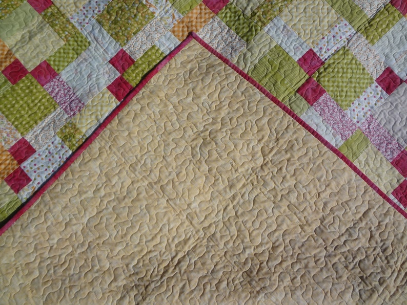 Pink Green and Yellow Baby Quilt / Baby Girl Quilt / Lap Throw Etsy
