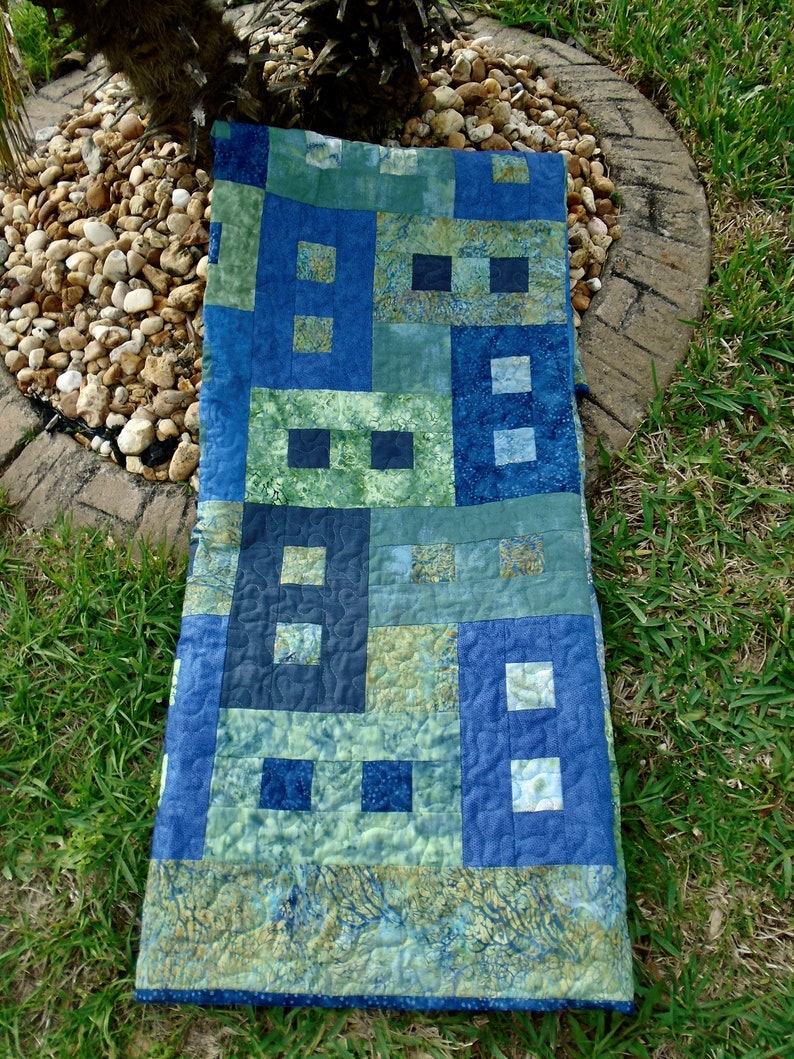 Blue and Green Throw Quilt / Blue Lap Quilt / Green Lap Quilt Etsy