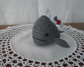 Whale Pincushion / Stuffed Whale / Gray Whale / Pincushion