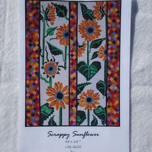 Sunflower Quilt Pattern / Scrappy Sunflower / BBD Creations Pattern / Floral Art Quilt Pattern