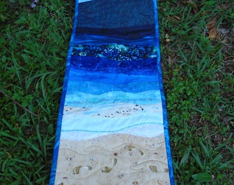 Beach Scene Wall Hanging / Beach Fiber art / Beach Quilt