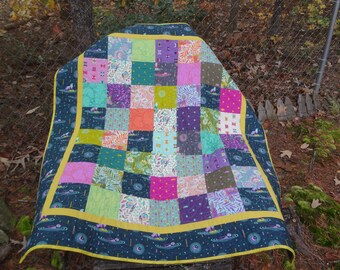 Modern Baby Quilt Lap quilt Teal Sea Otter Quilt