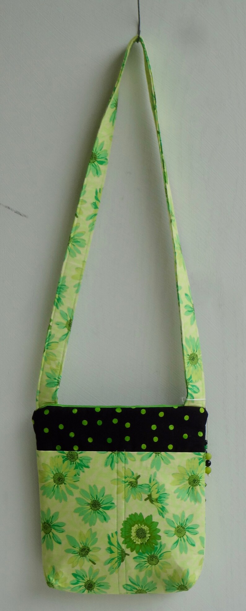 Green Floral Cross Body Purse / Crossbody Bag / Floral Purse Etsy