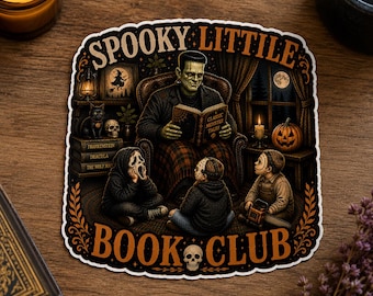 Pegatina del Club de Lectura Espeluznante, Pegatina para Amantes de los Libros de Halloween, Pegatina de Lectura de Terror, Regalo para Lectores Espeluznantes, Bonita Calcomanía de Vinilo de Halloween