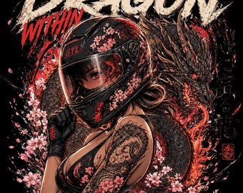 Drachen Rider Shirt, Biker Grafik T-Shirt, Japanisches Streetwear Shirt, Sportbike Rider T-Shirt, Gothic Racing Shirt, Anime Style Rider Geschenk