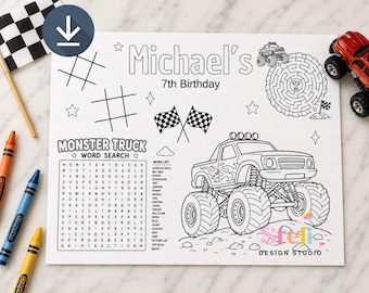 Monster truck Coloring Page, Birthday Activity, Kids Party Favor (Digital Download)
