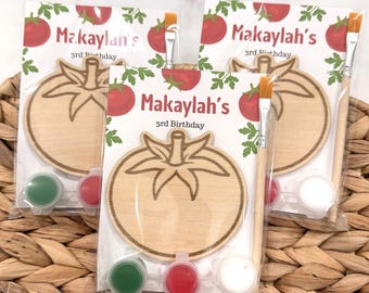 Wooden Tomato Painting Kit for Kids, Farm Party Favors, DIY Craft Activity