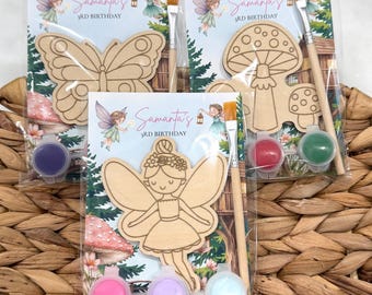 Personalized Fairy Paint Kit, Enchanted Forest Birthday Craft (Wood Figure)