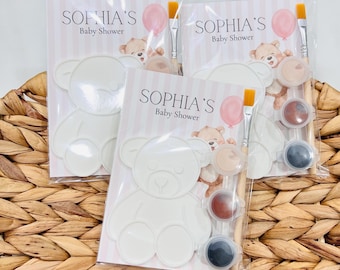 Teddy Bear Painting Kit, Baby Shower Favor, 1st Birthday Party Craft, Personalized Activity