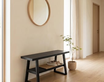 Handmade Solid Wood Shoe Bench – Rustic Pine Entryway Bench with Storage, Minimalist Hallway Furniture