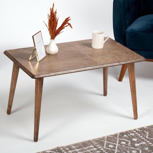 Wooden Rectangular Coffee Table, Mid Century Coffee Table, Minimalist Walnut Sofa Tabl,e Rustic Center Table, Modern Living Room Furniture