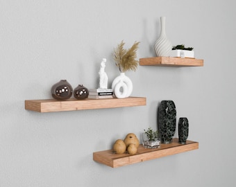 Oak Floating Shelf: Modern Farmhouse Style - Customizable Size & Color