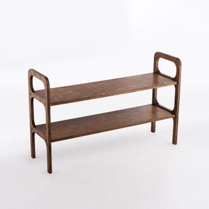 Wooden Walnut Shoe Rack 2-Tier Shoe Organizer for Entryway Closet Bedroom,Home Storage Durable Eco-Friendly Rustic Shoe Shelf
