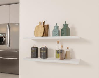 White Floating Shelves: Solid Wood Farmhouse Decor