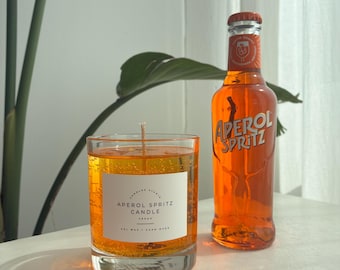 Aperol Spritz-kaars - handgemaakt - gelwas - cocktaildecoratie - zomercadeau-idee - Aperol Spritz-stijl - esthetische bardecoratie