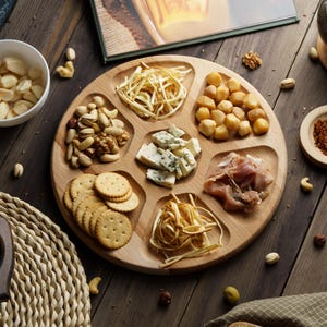 Serving Dish with Sections, Custom Cheese Board, Wooden Snack Plate, Appetizer Tray, Kitchen Decor Wood, Serving Platter, House Warming Gift