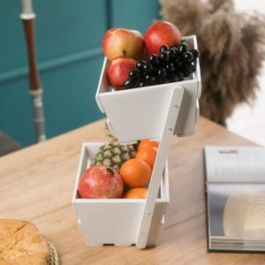 Houten fruitmanden voor keuken, rustieke boerderijkratten voor aanrecht of bijkeuken, decoratieve groenteopslag, natuurlijke keukenopberger
