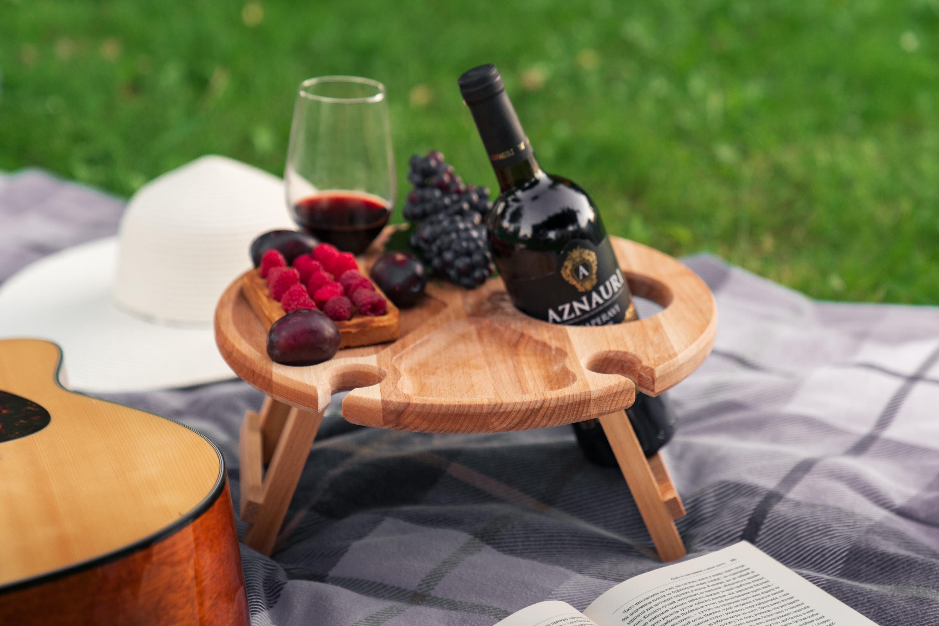 Basket Table 】 バスケットテーブル 2WAYミニテーブル – 【公式】S'more（スモア） 木製アウトドア折りたたみピクニックバスケットテーブル、2イン1ピクニックテーブルコンバーチブルストレージ木製バスケット、ワイングラス