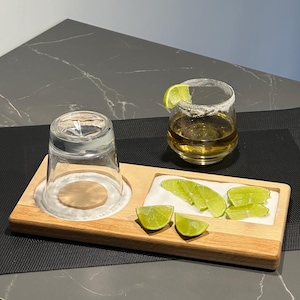 Personalized Wooden Tequila Shot Board, Salt Rim Station and Lime Section Organizer, Cocktail Serving Bar Platter, Party Drink Tray