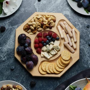 Personalized Food Serving Plate, Snack Board Wood, Cheese Tray Engraved, Divided Charcuterie Board, Couples Gifts for Wedding, Anniversary