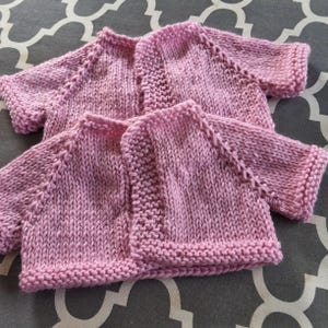 Handmade Knitted 3/4 length sleeves short Sweater fit 18 " Dolls like American Girl Doll image 3