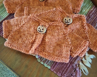 Suéter tejido a mano, mangas tres cuartos, cintura corta, color calabaza paraíso, ideal para muñecas de 18 pulgadas como American Girl, My Generation, etc.