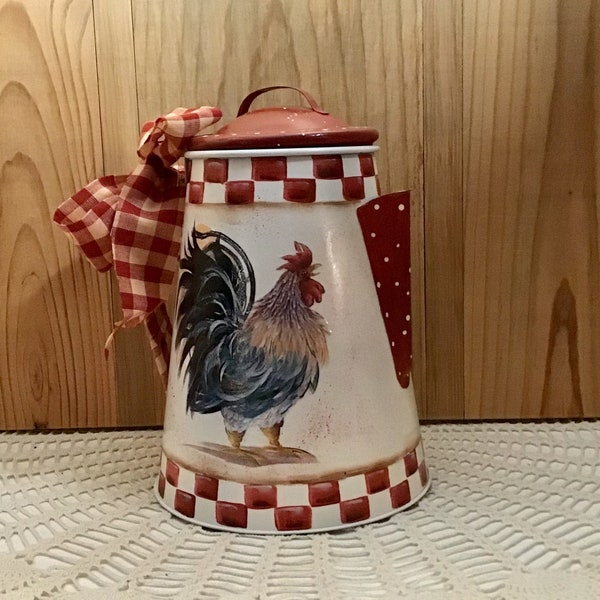 rooster decor, coffeepot with rooster, farmhouse decor, rooster collector, farmhouse kitchen, kitchen decor, gift for her,