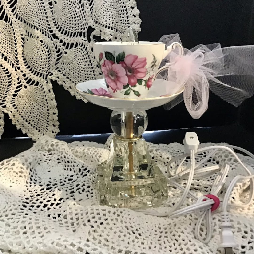 Teacup Lamp Made From Vintage Lamp Parts, Teacups, Teacup Light