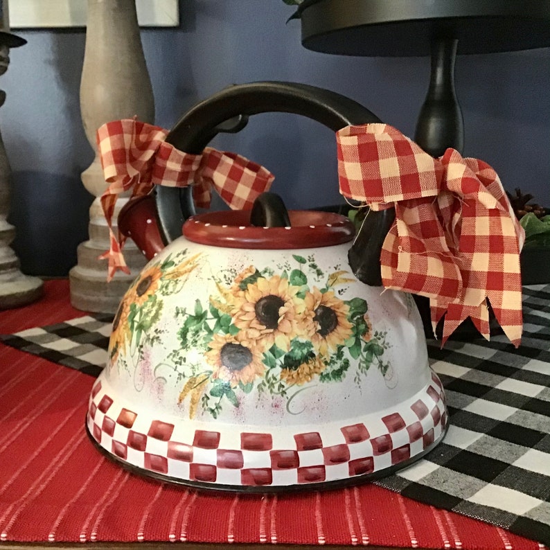 Sunflowers Tea Kettle Sunflowers Sunflower Decor Kitchen Etsy