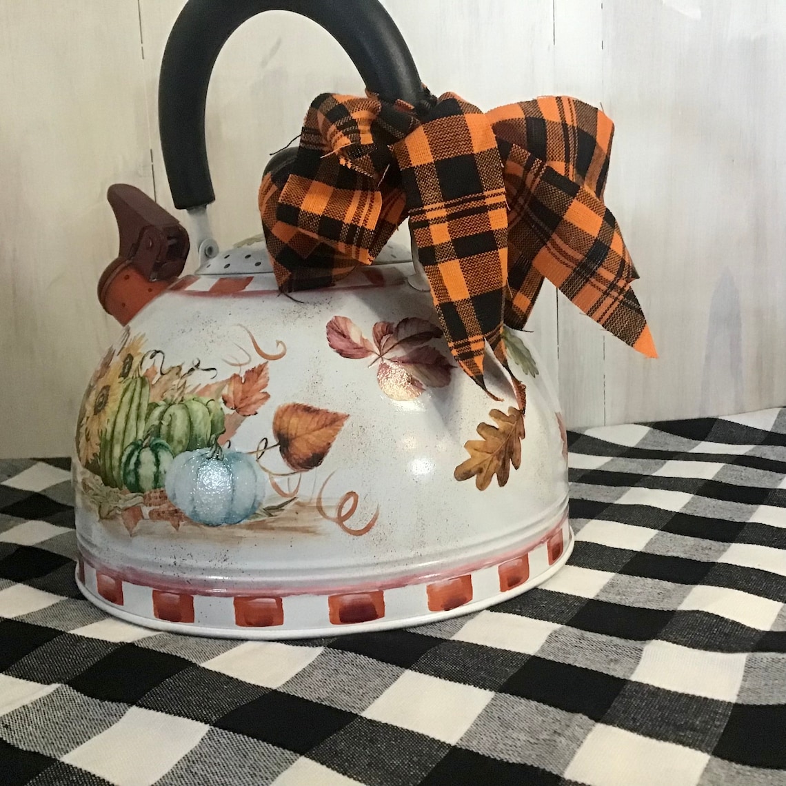 Tea kettle fall pumpkins fall kitchen decor tea kettle fall Etsy