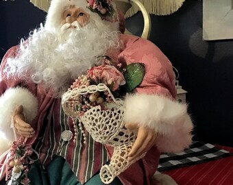 Victorian Santa Claus Doll: Shabby Chic Christmas Decor, 24 Inch