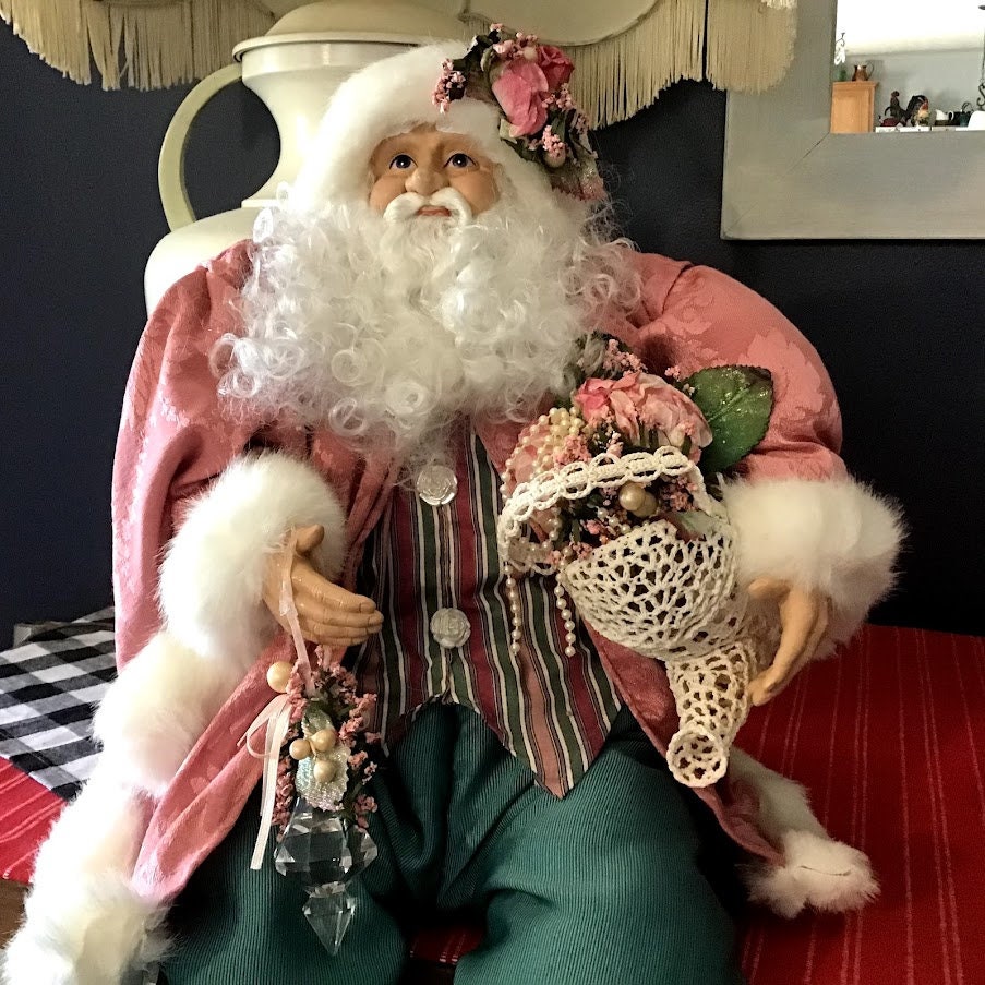 Victorian Santa Claus Doll: Shabby Chic Christmas Decor, 24 Inch