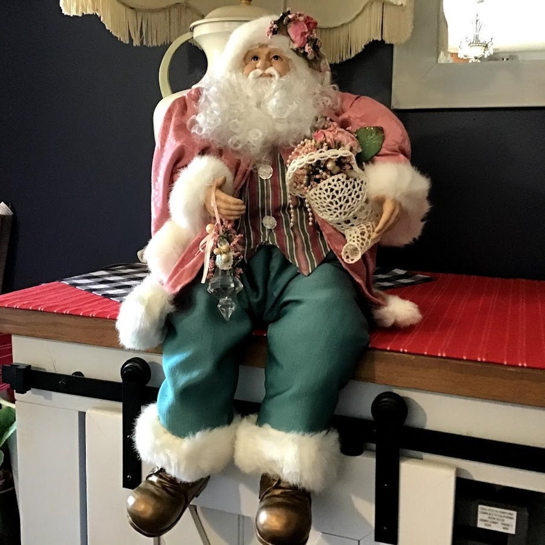 Victorian Santa Claus Doll: Shabby Chic Christmas Decor, 24 Inch