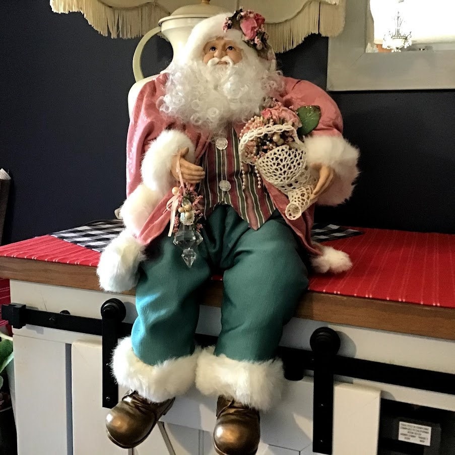 Victorian Santa Claus Doll: Shabby Chic Christmas Decor, 24 Inch