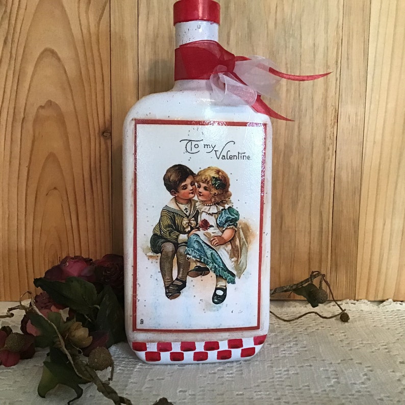 Victorian valentine decor lighted bottle for valentines day Etsy