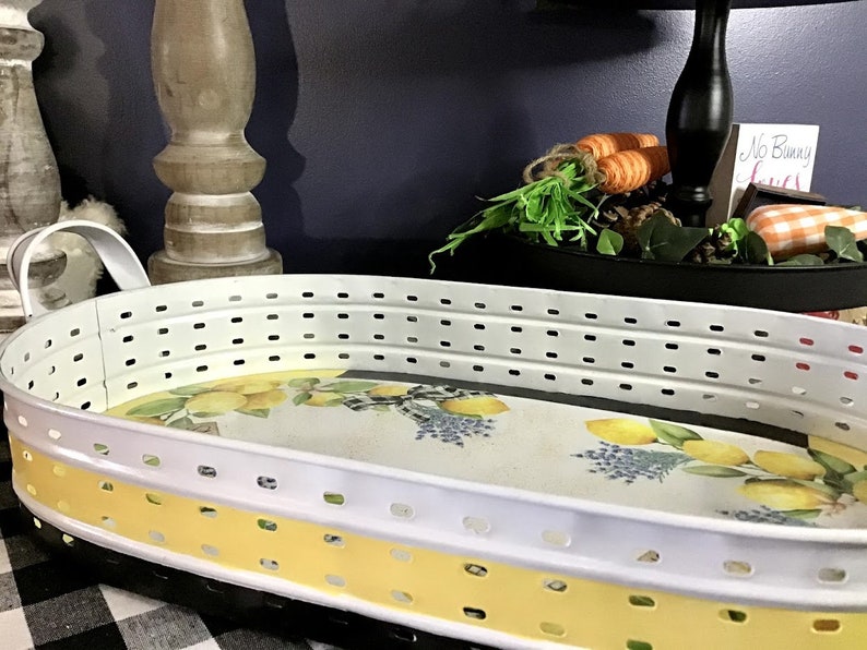Lemon Kitchen Accessories Lemon Kitchen Decor Lemon Tray Etsy