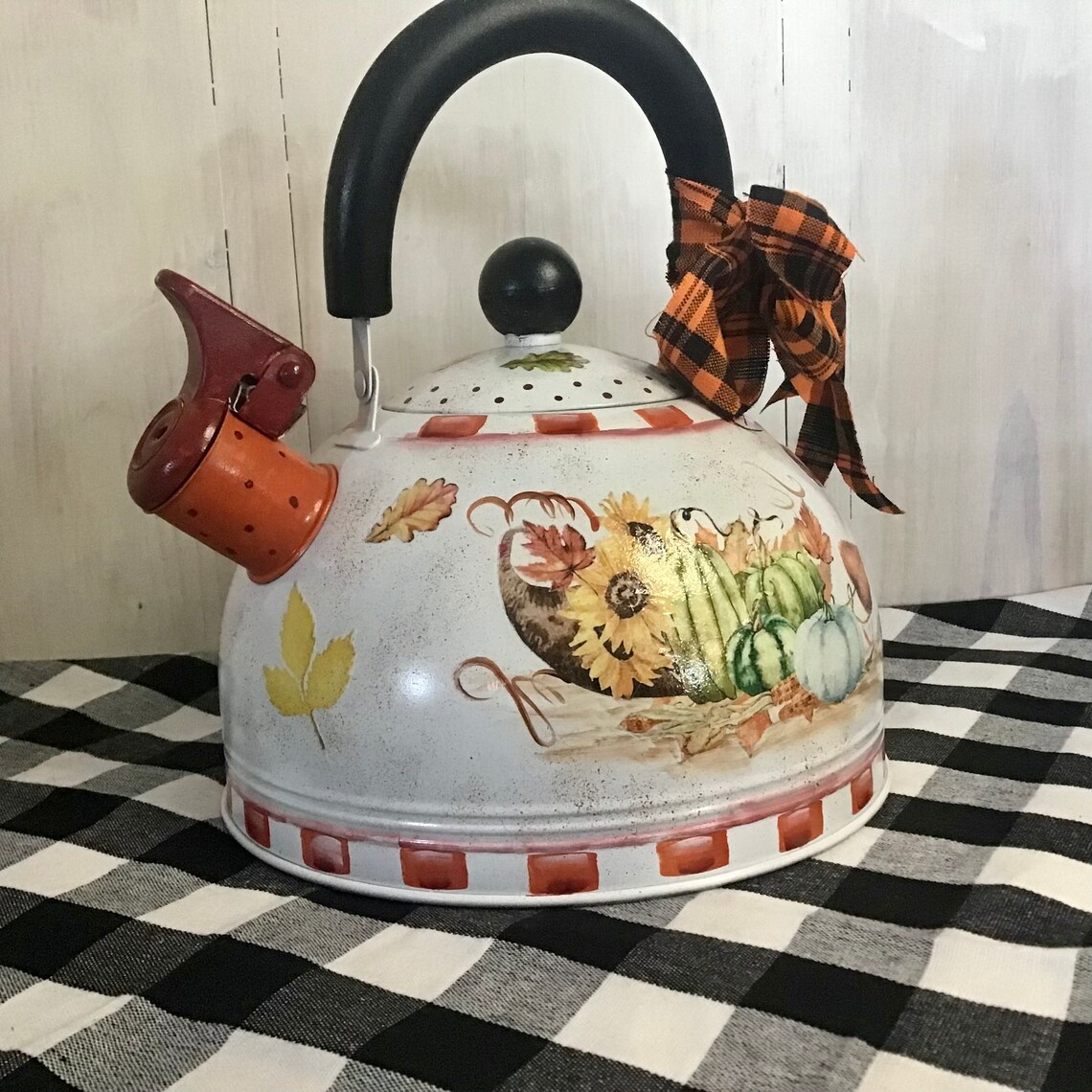 Tea kettle fall pumpkins fall kitchen decor tea kettle fall Etsy