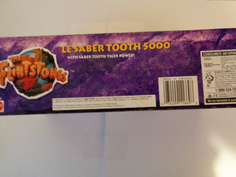 Vintage Mattell LESABER TOOTH 5000 Toy Car From The Flinstones 1993 Movie NEW