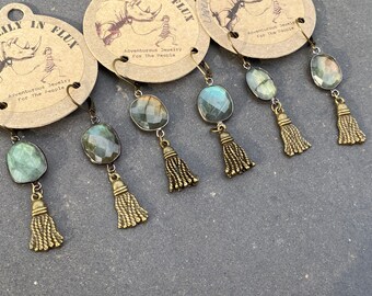 Labradorite Caravan Earrings with Jewel
