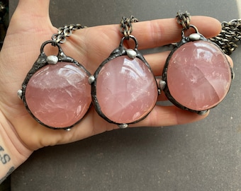 Warm ~ Rose Quartz Orb Necklace Amulet