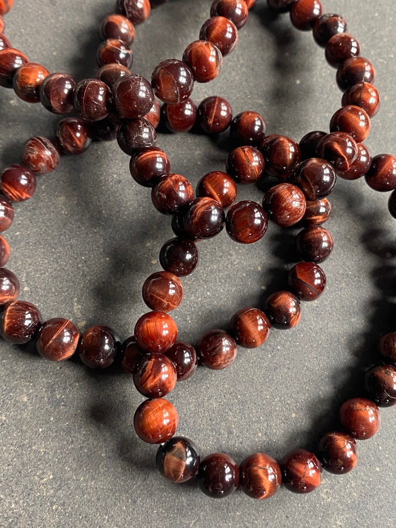 Red Tiger/'s Eye Beaded Bracelet~ Stretchy Stone
