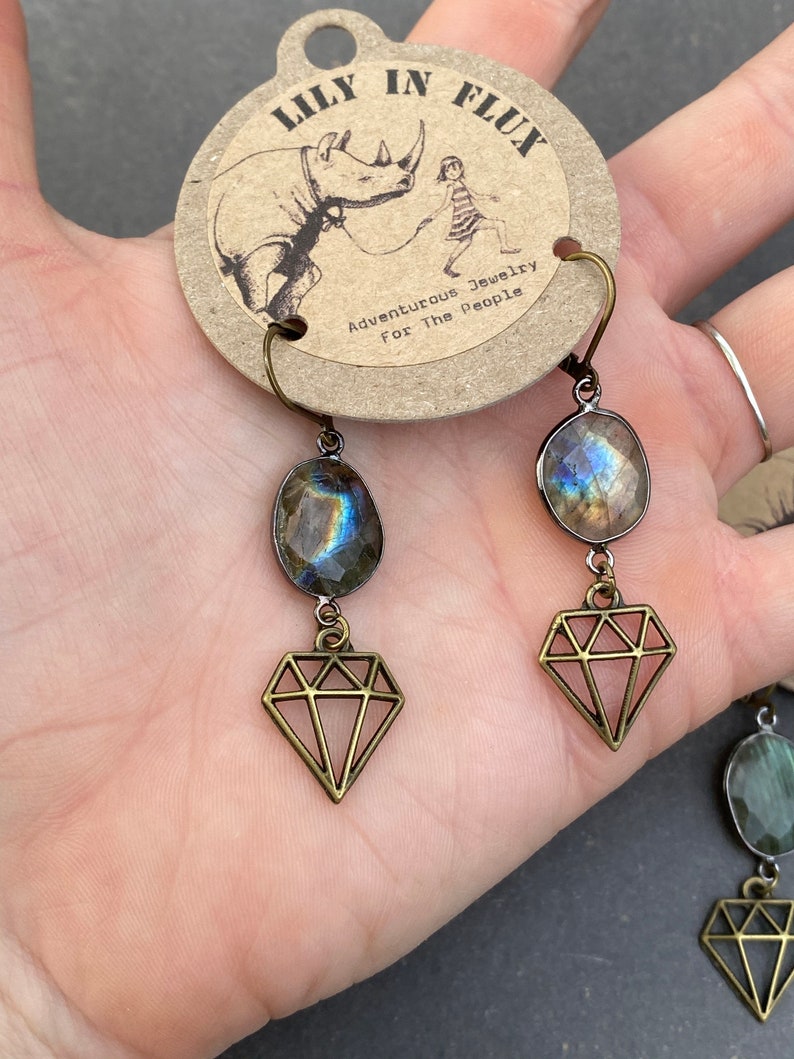 Labradorite Caravan Earrings with Jewel