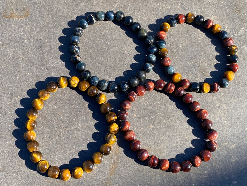 Red Tiger/'s Eye Beaded Bracelet~ Stretchy Stone